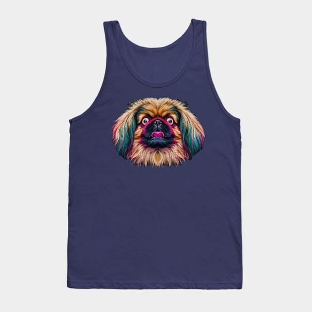 Fluffy Pekingese Bork Art Tank Top by Furrban